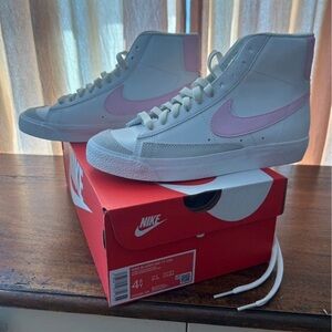 Nike White and Pink High-Top Sneakers worn once